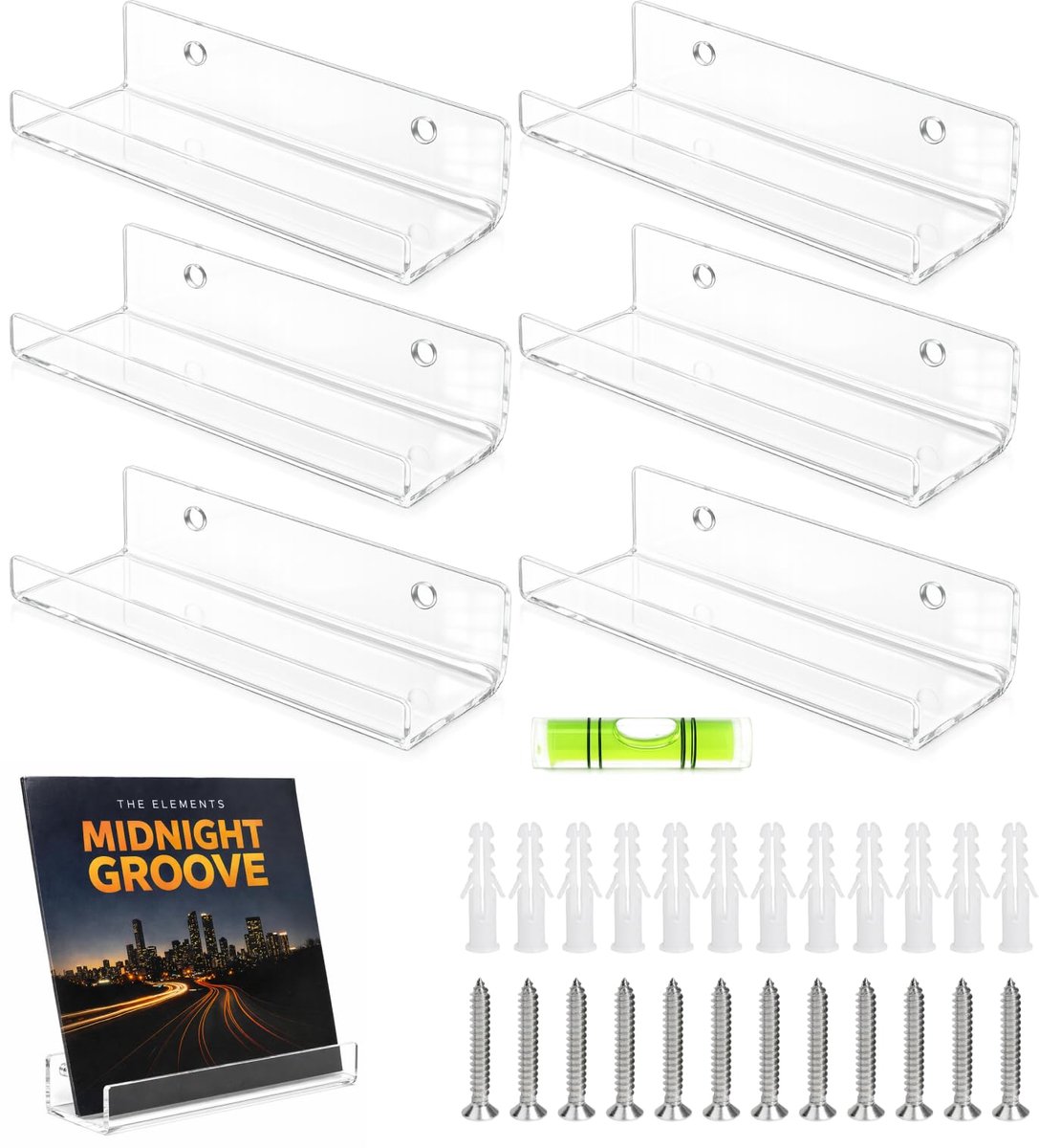 Vinylhouder 6 stuks - transparant vinyl - wanddisplay - voor stijlvolle vinylopslag - ShopVlot