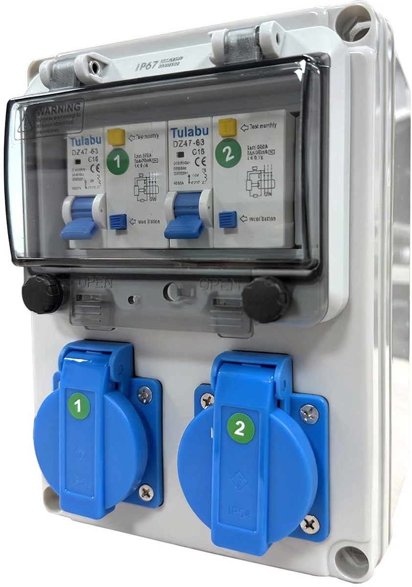 Construction wandverdeler 16A - Robuust ABS - Waterdicht IP54 - Ideaal voor werkplaatsen - ShopVlot