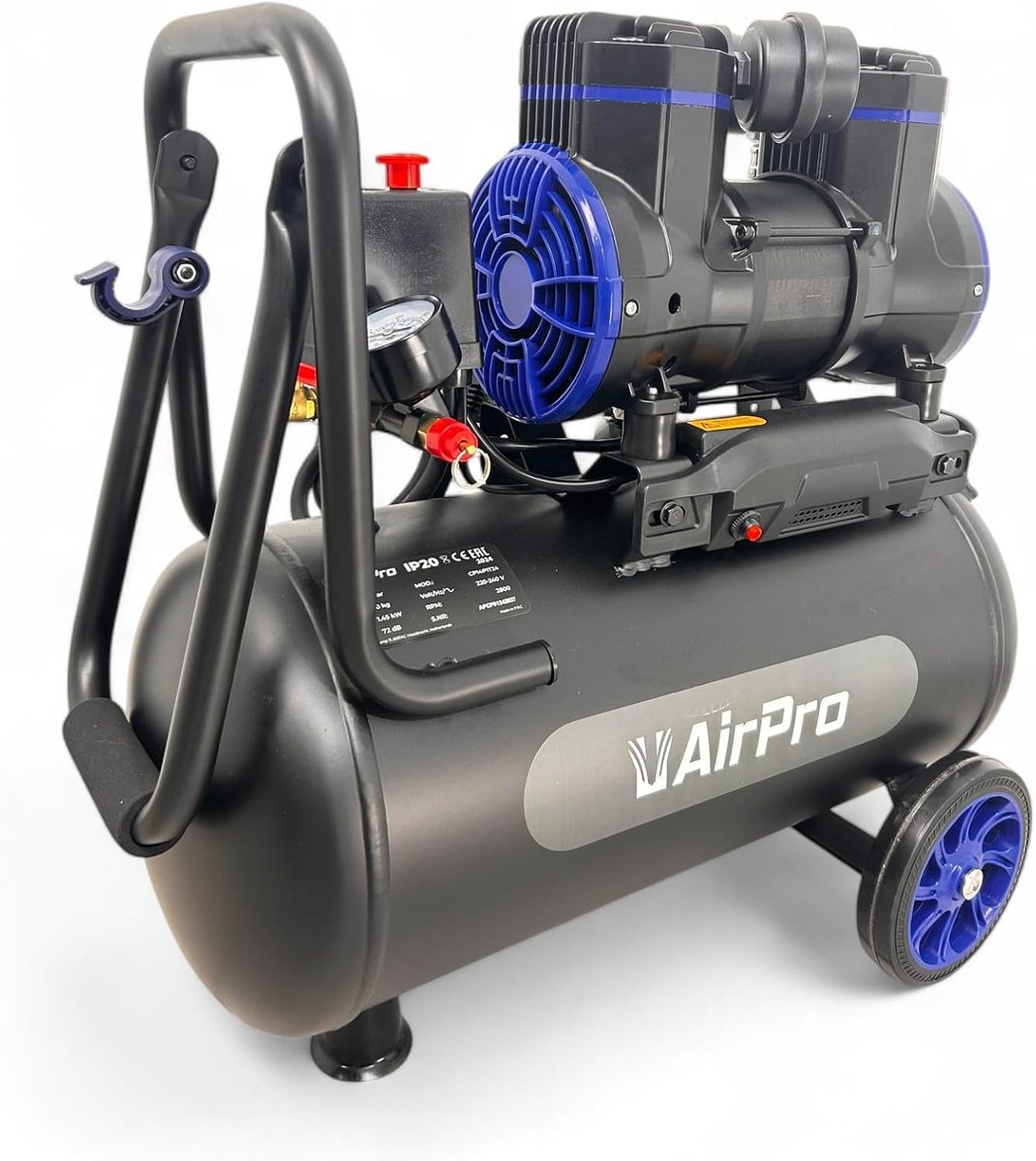 Luchtcompressor 24 l - olievrij - low-noise 72 dB - ideaal voor hobby en werk - ShopVlot