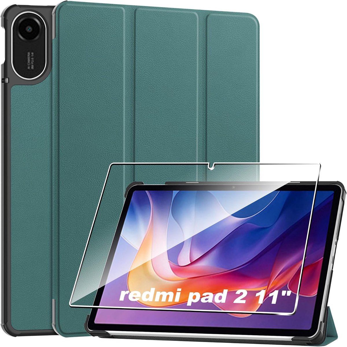 Beschermhoes voor Redmi Pad 2 11 Inch - PU Leren Flipcase - Automatische Slaap/Wekfunctie - Inclusief Screen Protector - ShopVlot