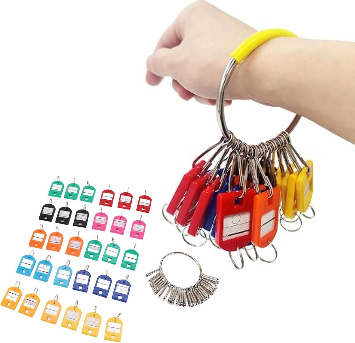 Sleutelorganizer 8.2cm - Met 30 sleutelhangers en labels - Draagbare metalen ringen - Houd je sleutels georganiseerd - ShopVlot
