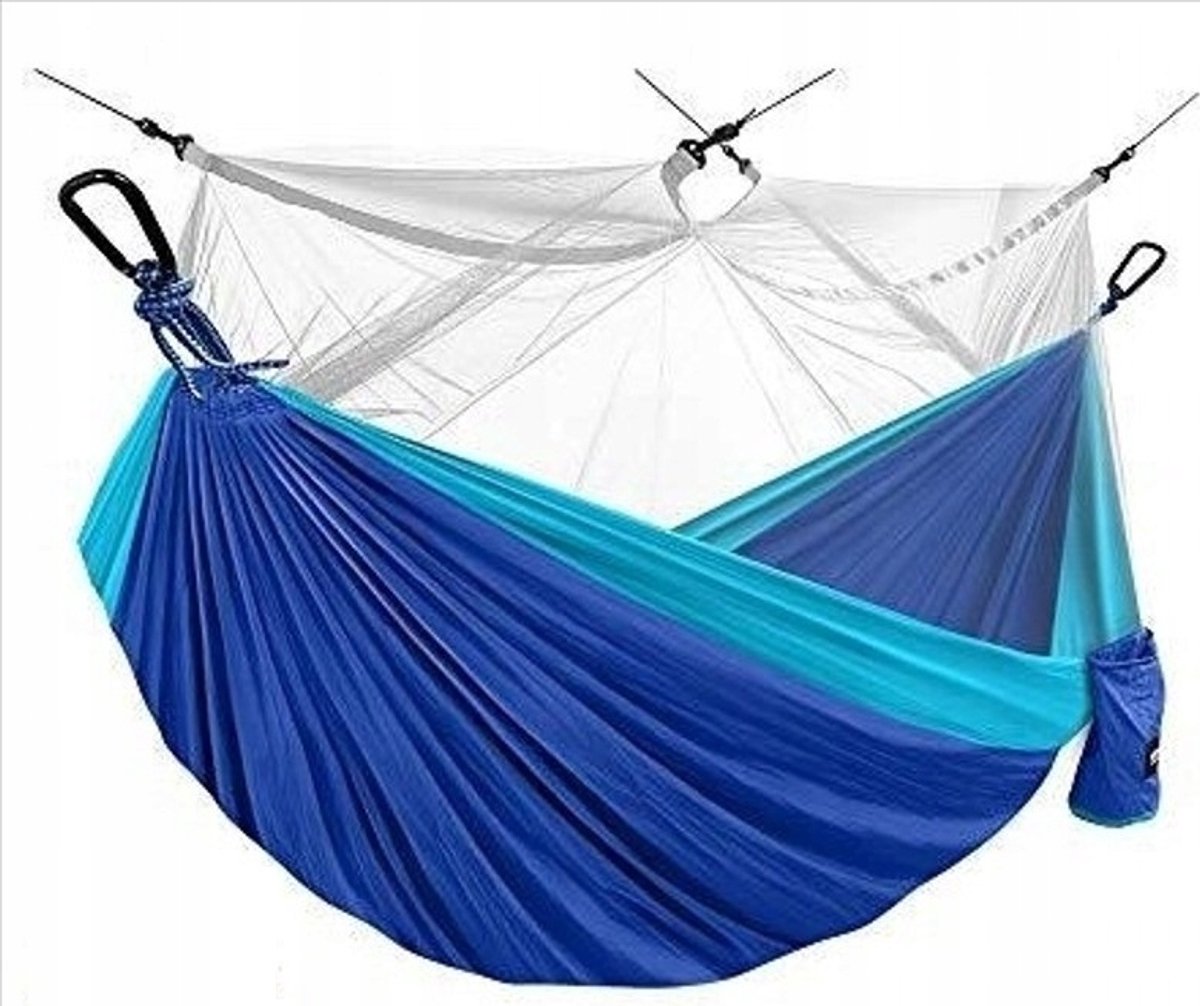 Lichtgewicht kampeerhammock met muskietennet - Blauw