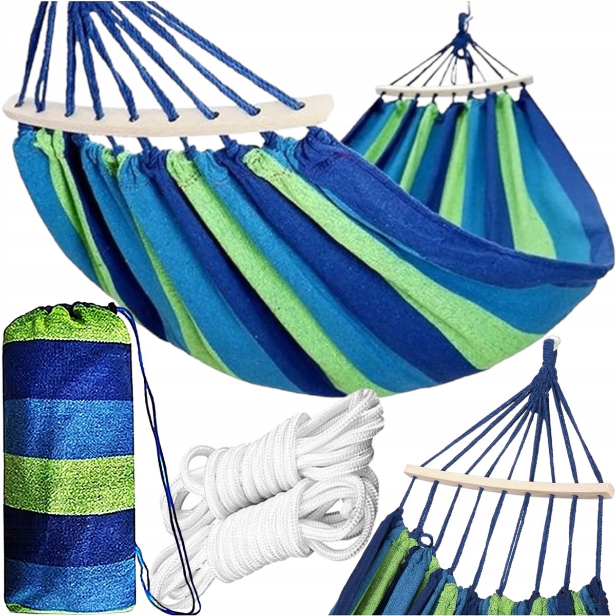 Dubbele hangmat met houten standaard - comfortabel en duurzaam