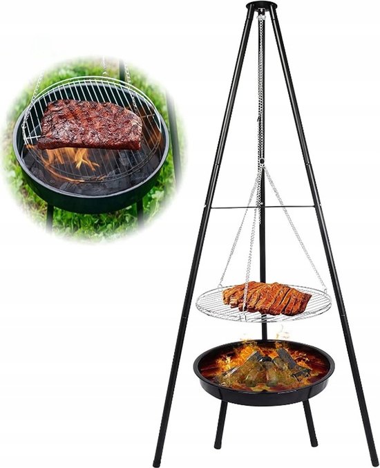 Merkloos Grill met Verstelbare Haan - 160 cm Hoogte — afbeelding 4