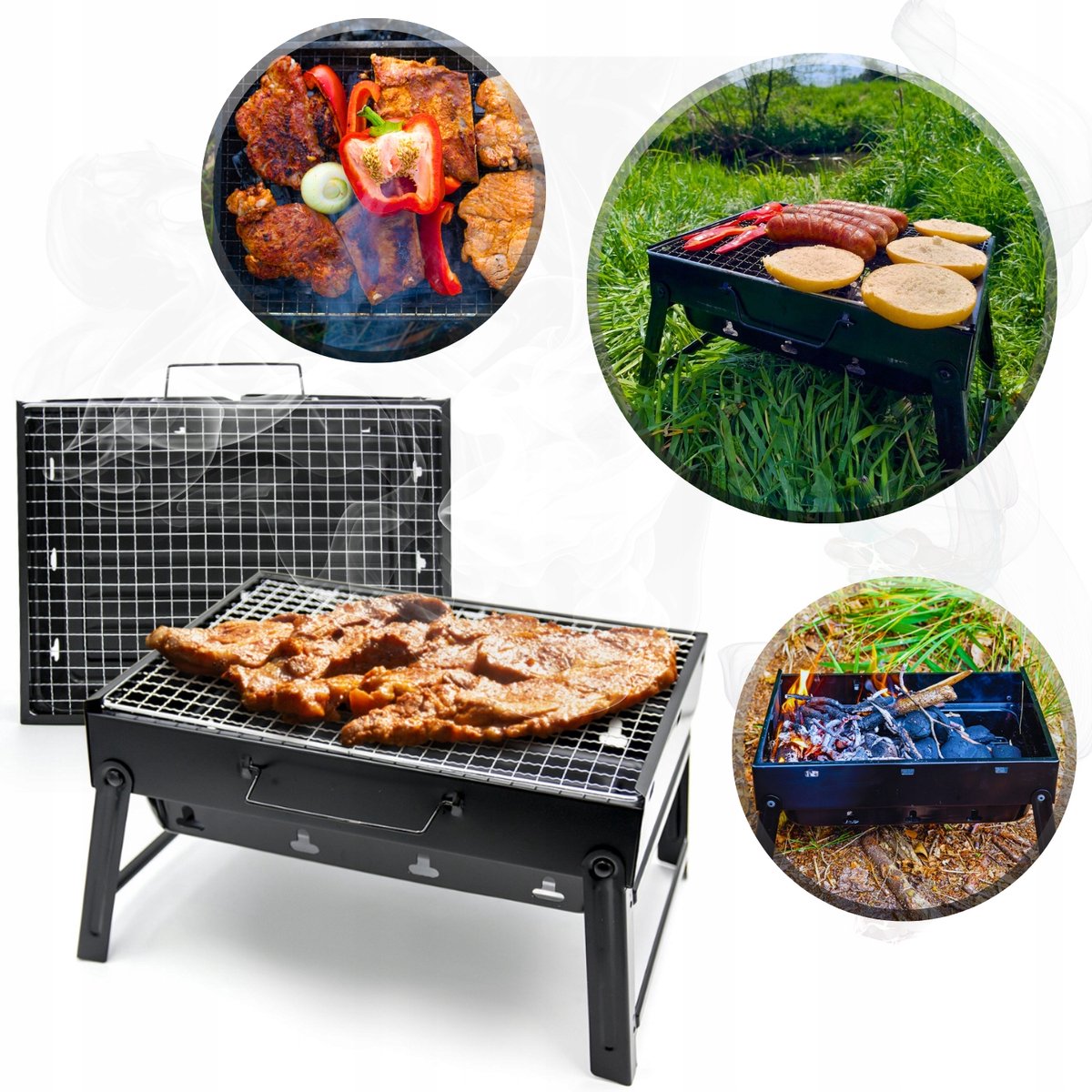 Draagbare Koolgrill Koffer - Opvouwbaar & Compact (27x35cm)