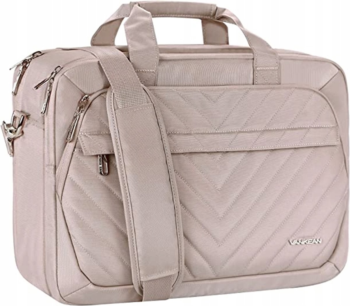 VANKEAN dames laptoptas 17 inch, RFID, waterdicht, beige