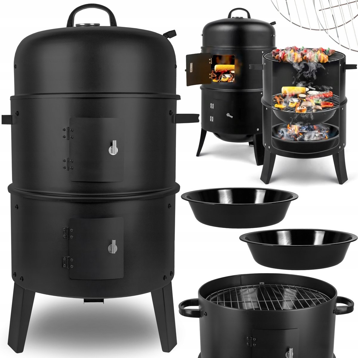 3-in-1 Grill, Smoker & Vuurschaal - Staal - Draagbaar