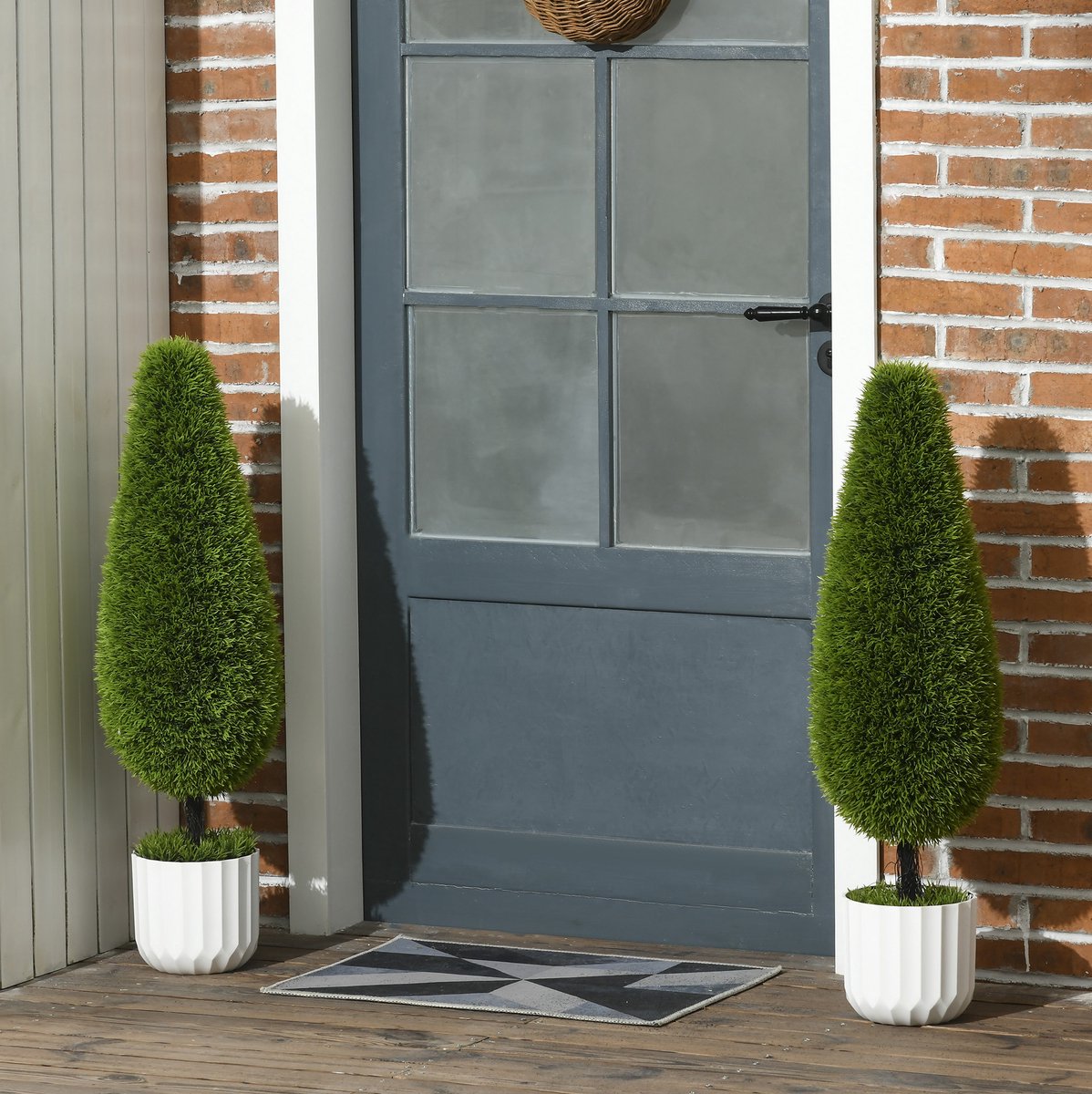 Kunstplant Zypresse 2-Delige Set 90 Cm In Pot Met Kunstmos Van Kunststof Groen Voor Binnen En Buiten Decoratie Voor Hal En Balkon