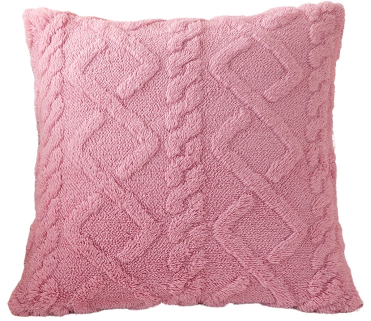 Zachte Pluche Kussenhoes 'Sweater' Decoratief 40x40 Roze
