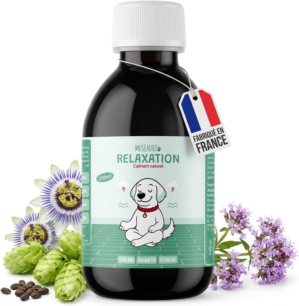 Anti-stress voor honden en katten - 200 ml - Valeriaan, Passiebloem, Hop - Vermindert angstgedrag - ShopVlot