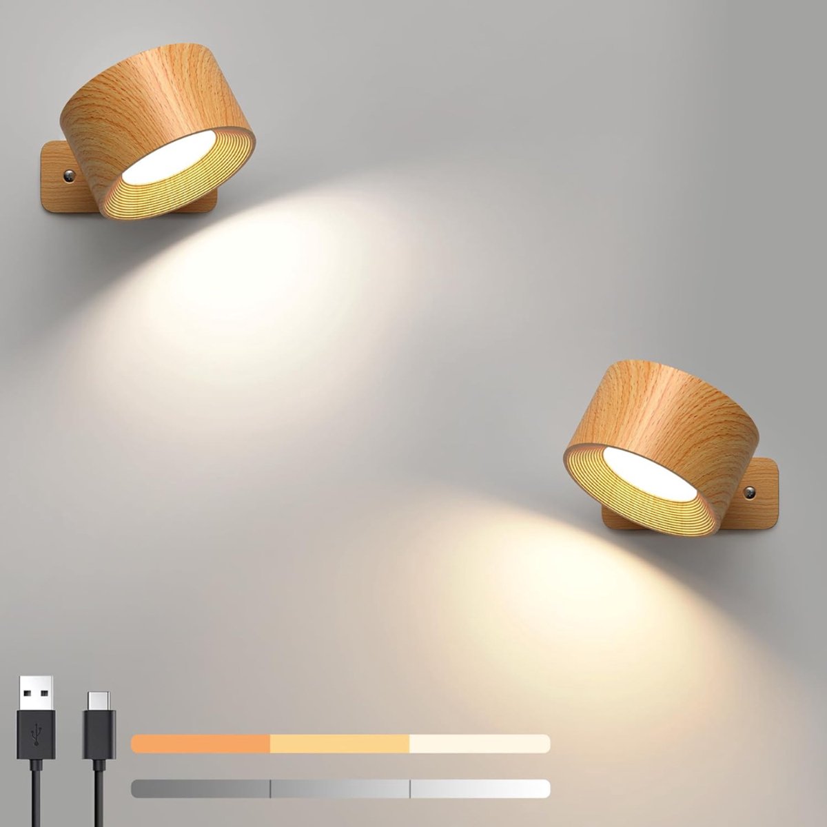 QORA® Oplaadbare Wandlamp - Wandlamp - Bruin - ‎13cm x 20cm x 5cm
