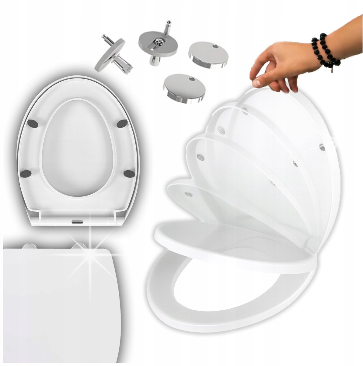 Markless Universele Soft Close Toiletbril - Wit, PP, Easy Clean