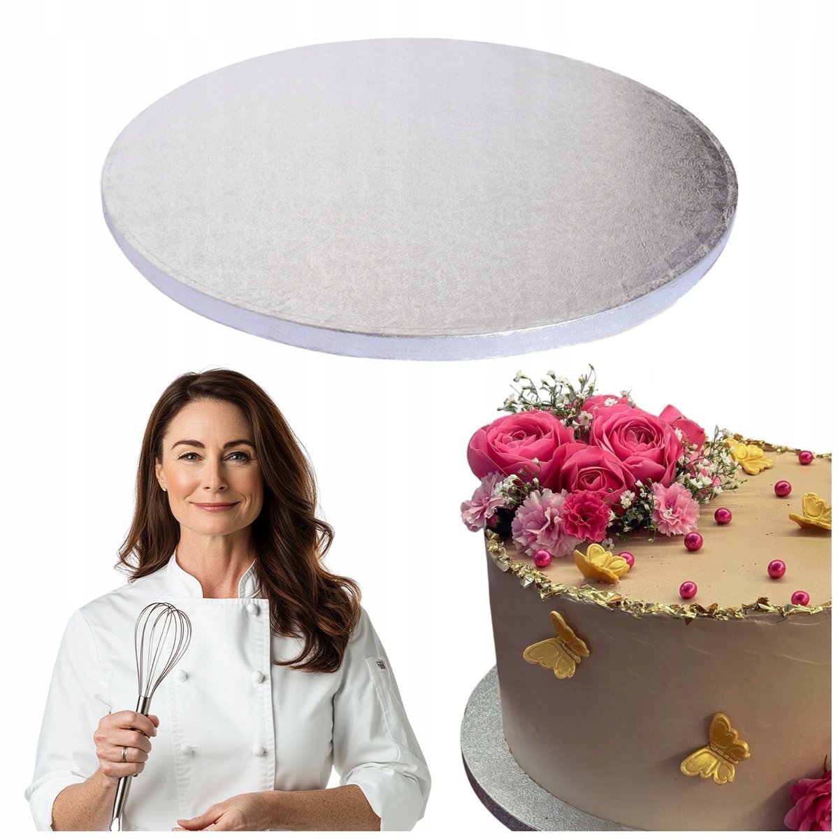 Dik Zilveren Taartonderlegger Rond 25 cm - Stevig & Herbruikbaar
