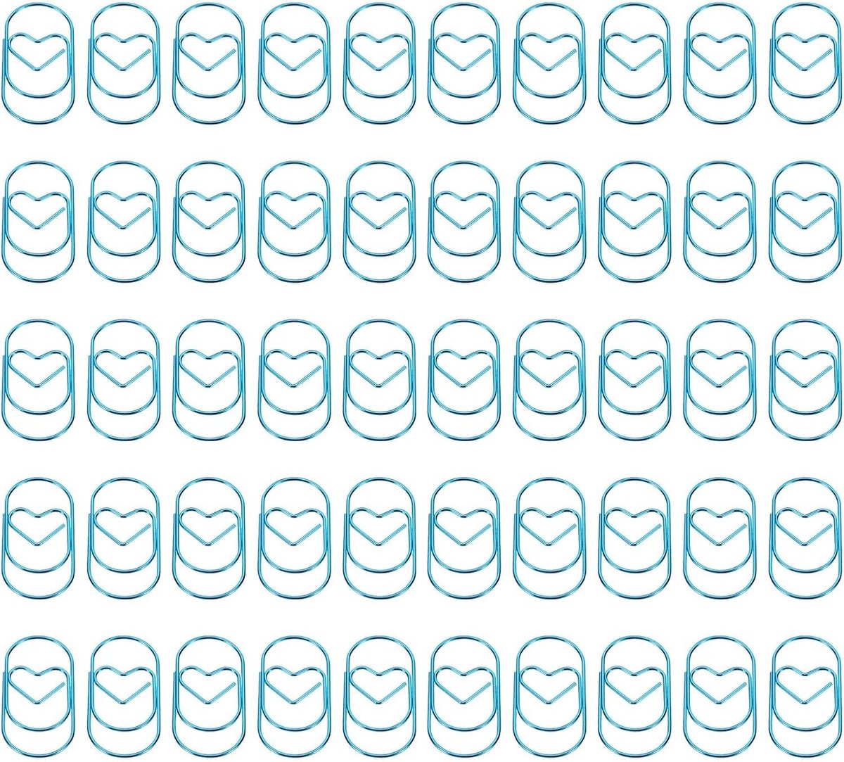 50 Stuks Hartvormige Paperclips, Perfect voor Kantoor, Creatieve Projecten en Thuisgebruik (Blauw, 5cm)