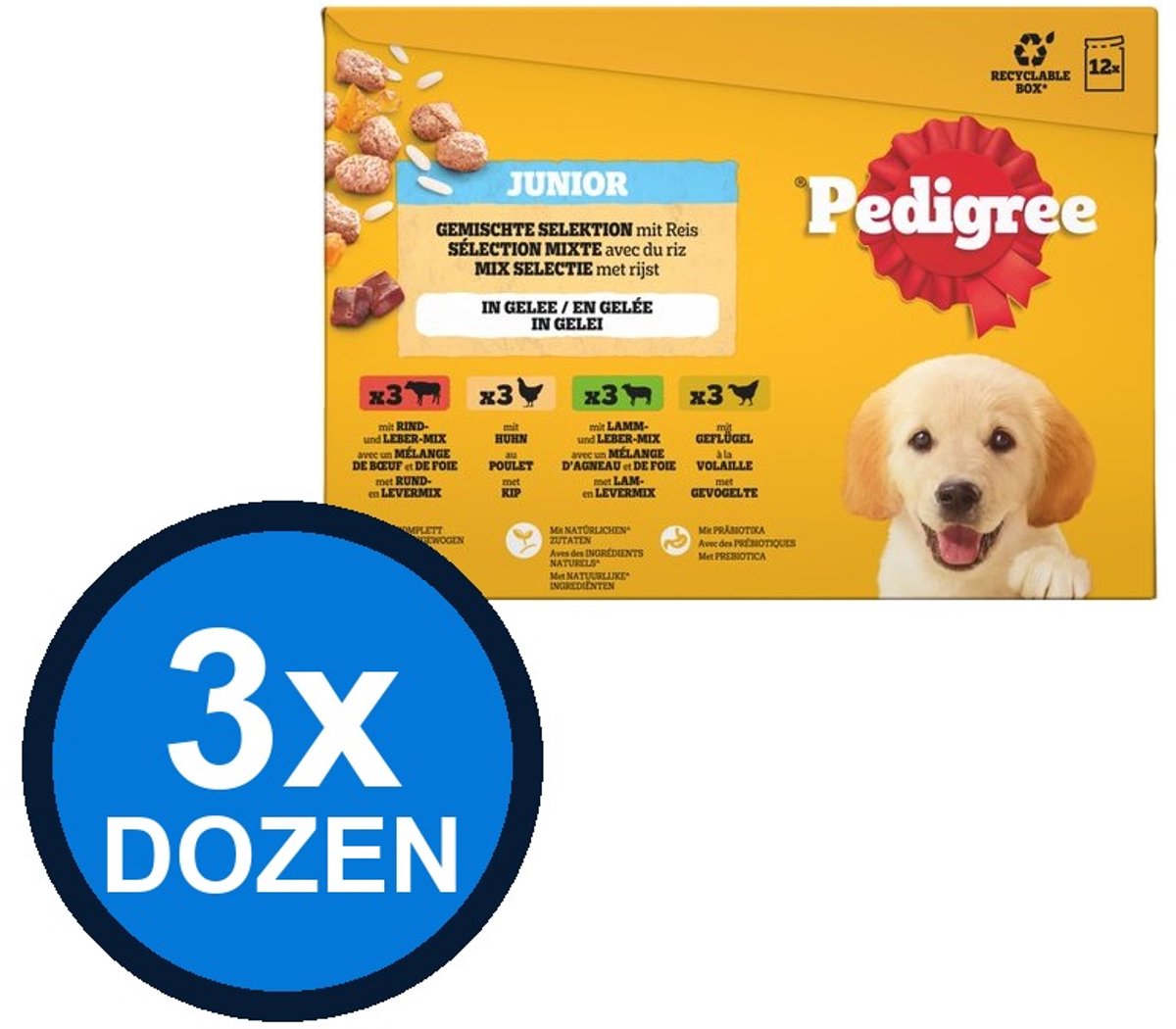 Pedigree Pedigree - Pouch Junior Gelei Mix Sel Multipack (12x100g) - Hondenvoer Natvoer - 1.2 kg