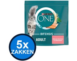 5x Purina One - Adult Zalm - Kattenvoer Droogvoer - 800 g