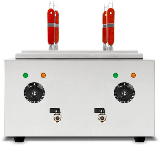 VERTES Gastro pastakoker, roestvrij staal, elektrisch, 2x 1700 watt, 2 aparte kookbakken van elk 6 liter, 4 pastamandjes, 2x aftapkraan, 2x temperatuurinstelling van Vertes — afbeelding 4