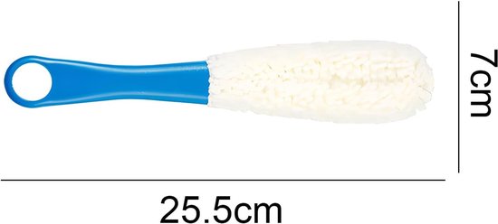 2 stuks- Glazenborstel - Multifunctionele karafborstel - Borstel voor wijnglazen - Borstel - Wijnglazenborstel - Reinigingsborstel - Blauwe handgreep - Opvouwbaar - 25,5 x 7 cm - Herbruikbaar - Voor het reinigen van wijnglazen en flessen — afbeelding 2