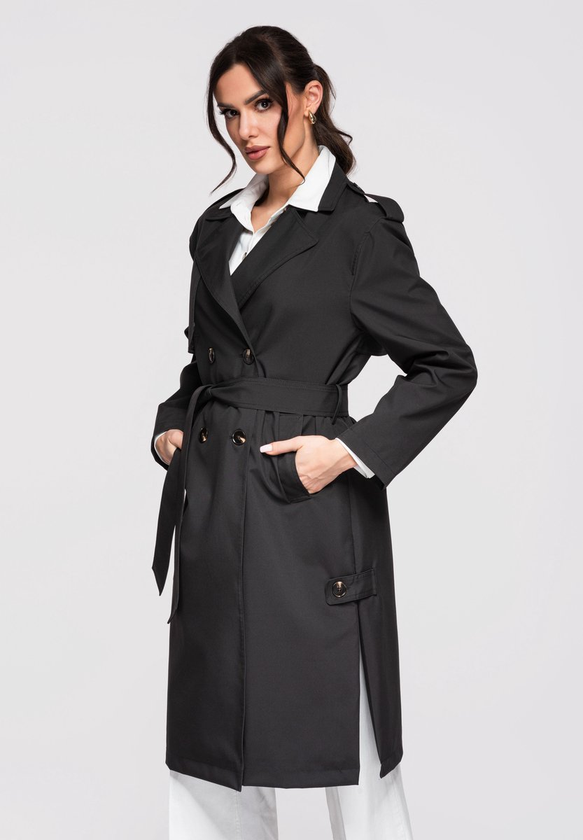 OMBRE Trenchcoat - Regular Fit - Lange Mouw - Knopen Zwart M