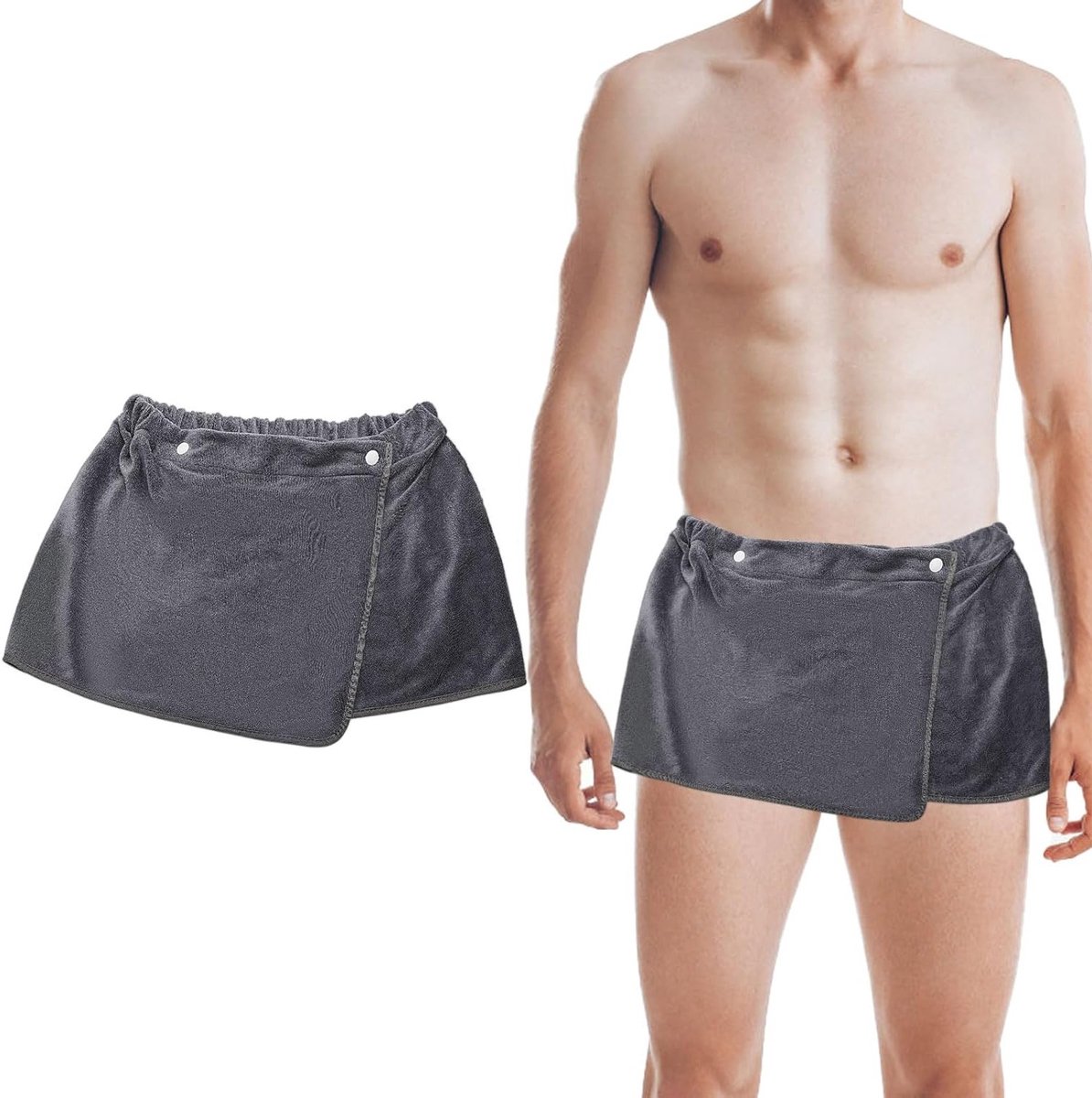 Heren Saunakilt van zachte ademende microvezel met drukknoopsluiting voor sauna, spa en strand - 30 x 140 cm