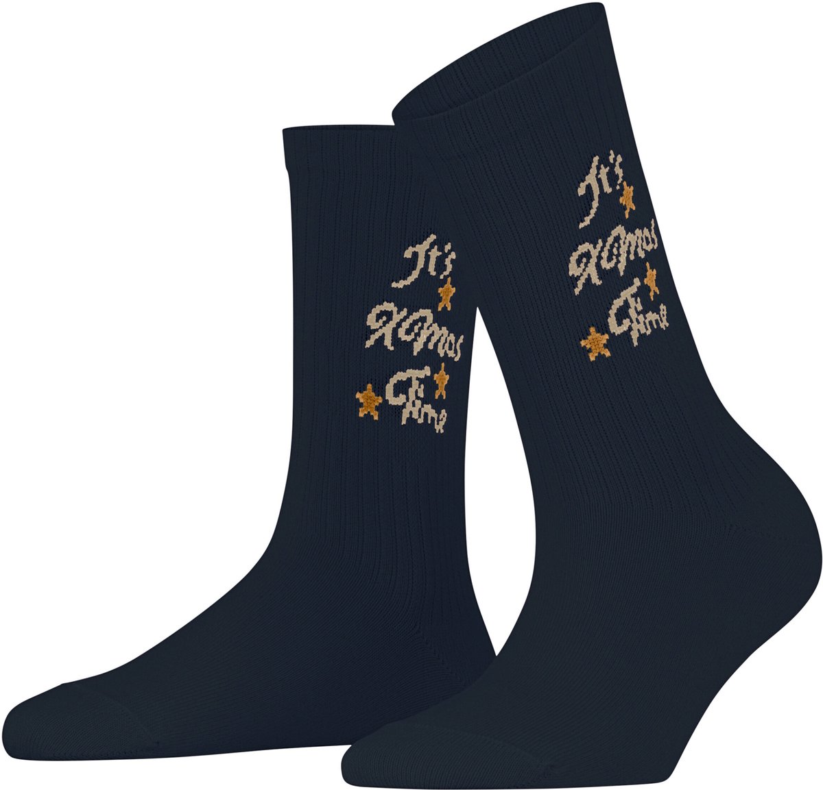 Burlington X-Mas Rib gedessineerd katoen sokken dames blauw - maat 36-41