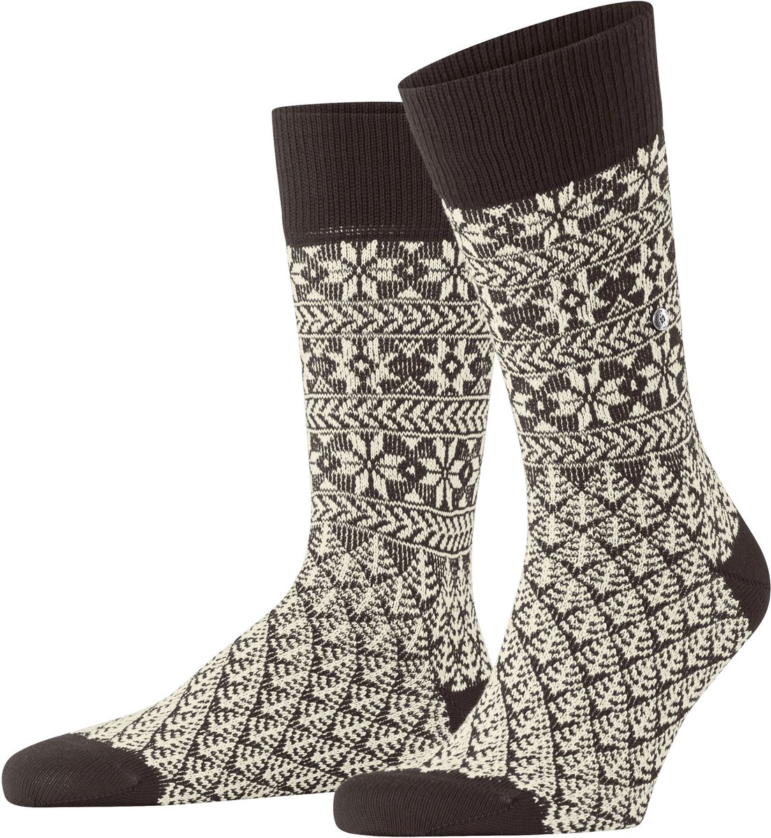 Burlington X-Mas gedessineerd wol katoen sokken heren bruin - maat 40-46