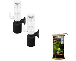 2 stuks zwarte mini-sponsfilter met slang - Ultrastille biologische filter - Drie-laags filtratie - Geschikt voor kleine aquariums - Verbetert de waterkwaliteit - 2*3*10 cm