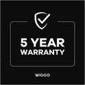Tekst "5 YEAR WARRANTY" met schildlogo.
