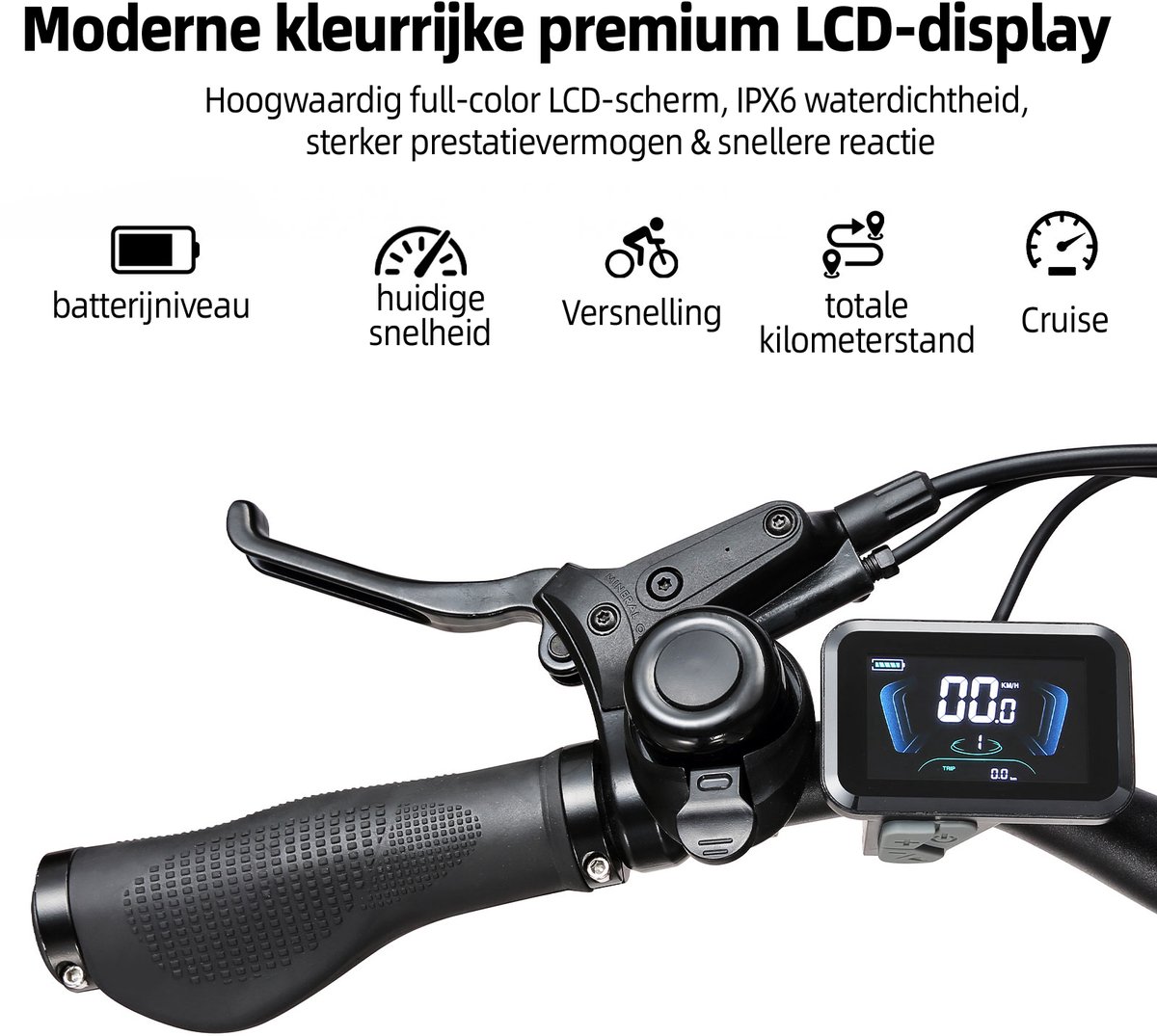 TTGO C5 E-bike - 25 km/u - 27.5inch - 90km actieradius - 250W motor - 48V 13.5Ah accu - 70NM - grijs thumbnail 5