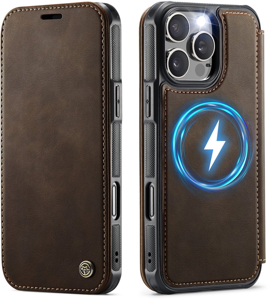 CaseMe Hoesje - Geschikt voor iPhone 13 Pro Max Hoesje - CaseMe 053 Slim Book Case - MagSafe Compatible - Bruin