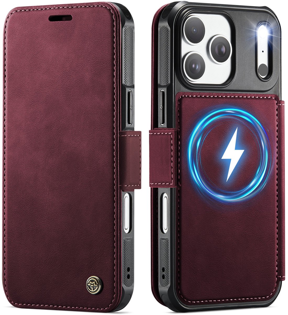 CaseMe Hoesje - Geschikt voor iPhone 17 Pro Hoesje - CaseMe 053 Slim Book Case - MagSafe Compatible - Rood