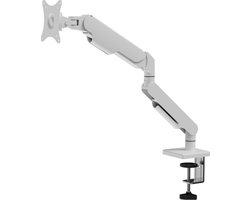 DESQ® Monitor Arm met Gasveer - 17-32 Inch - Quick Release VESA - Bureauklem + Bladdoorvoer - Wit