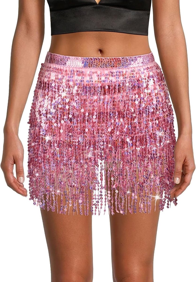 Glinsterende Bellydance Rok met Franje en Pailletten, Perfect voor Dans en Feestjes