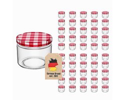 Intirilife 50 Inmaakpotten met deksel - 150 ml - 6,5 x 6,5 cm - Kleine potjes Jam potjes Voorraadpotjes met schroefdeksel, kruidenpotje perfect om cadeau te geven