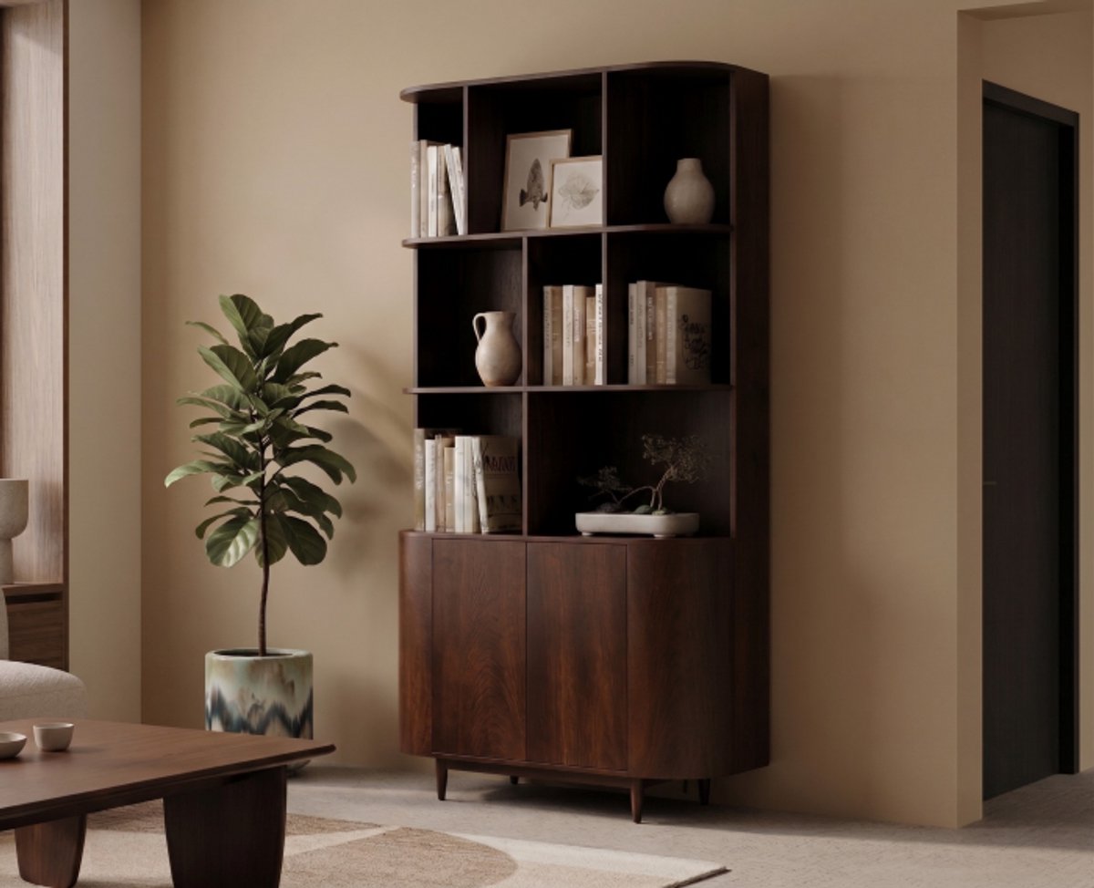 Vakkenkast Milla small mangohout 110x45x220cm - Bruin - Japandi