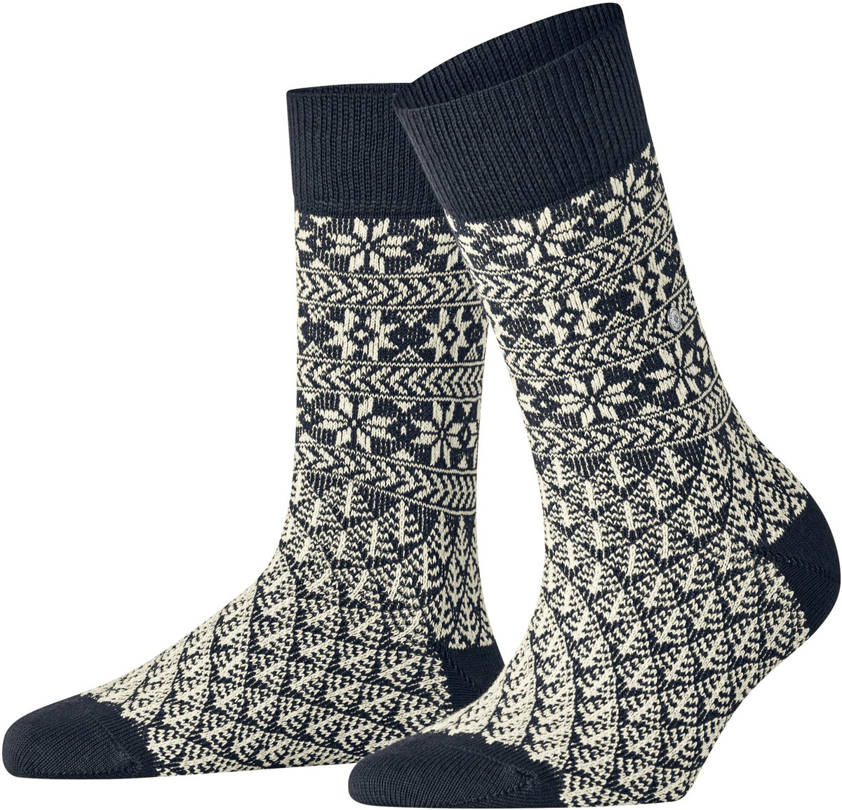 Burlington X-Mas gedessineerd wol sokken dames blauw - maat 36-41