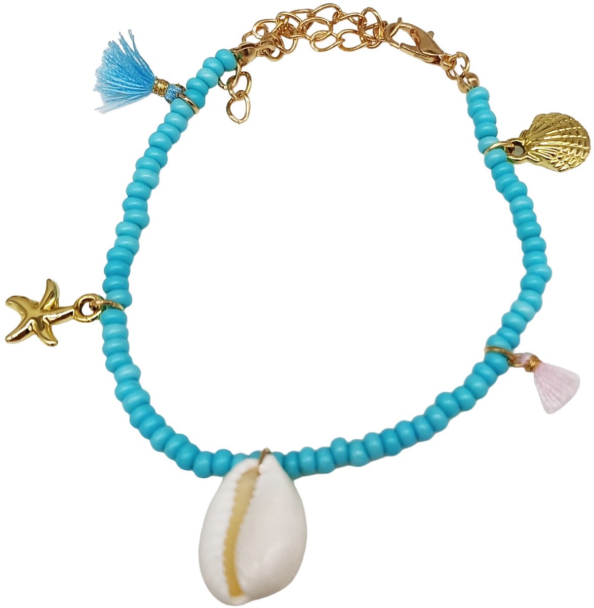 Armband - enkelbandje - blauw - verstelbaar 17-24 cm