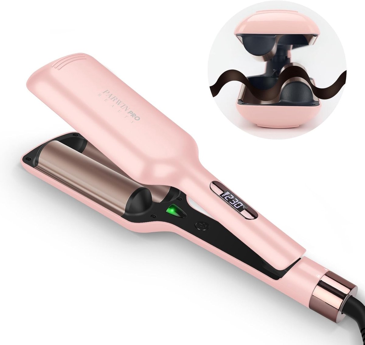 Zeemeerminhaarkruller - Roze - 2 Vaten - 4 Instelbare Temperaturen - Voor Alle Haartypes