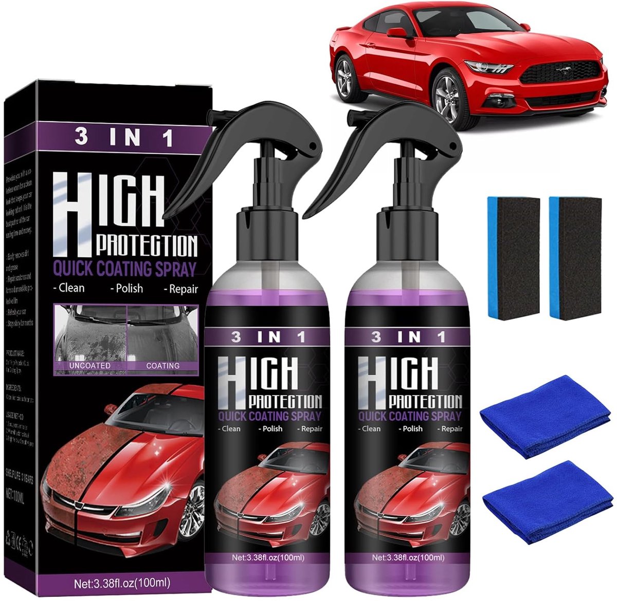 High Protection 3-in-1 Spray Car Polisher Nano Car Coating Spray Fast Car Coating Scratch Spray for Cars Motorcycle - ShopVlot