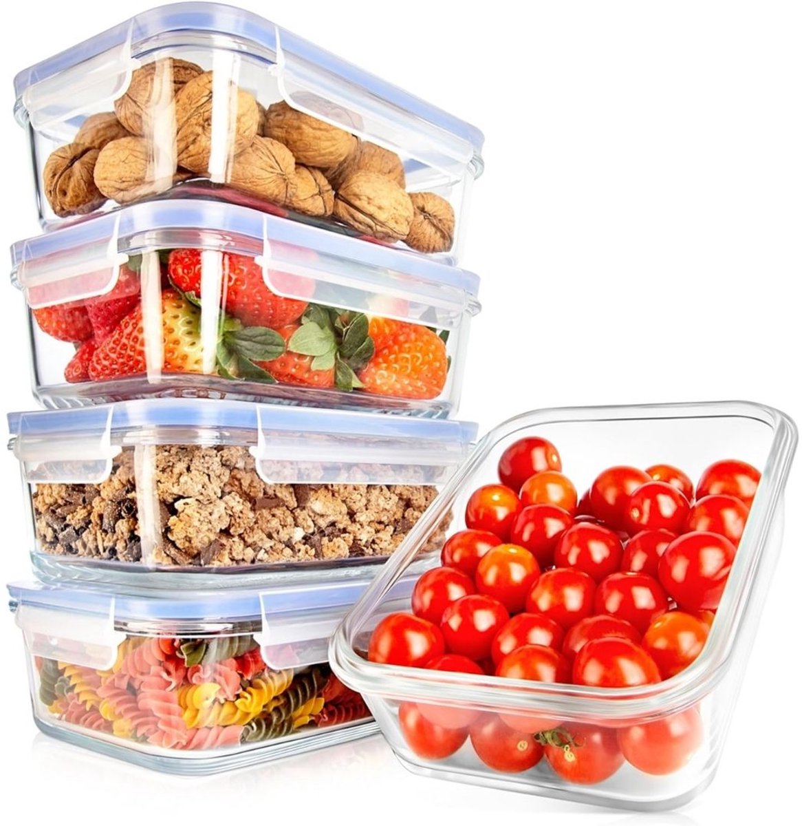 DnA® Diepvriesbakjes - Vershoudbakjes - Magnetron Bakjes Met Deksel - Blauw - 7cm x 15cm x 19cm