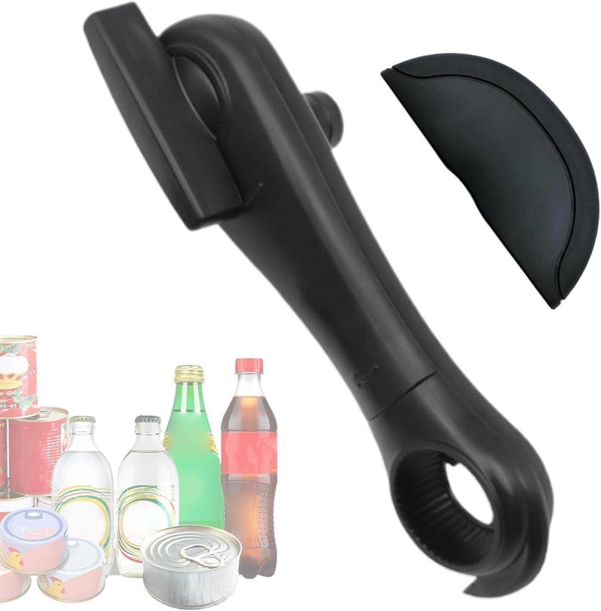 Blikopener - Flesopener Handgereedschap - Moeiteloos Openen - Antislip Handgreep - 19 cm - Zwart
