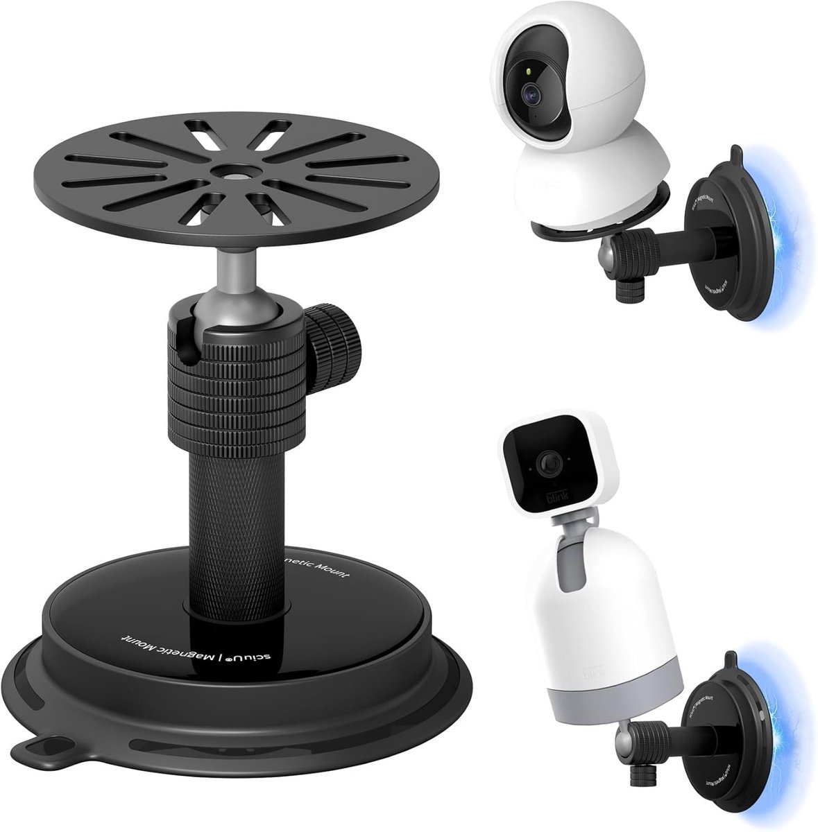 Magnetische Camera Mount zonder Boren - Universele Bevestiging voor Actiecamera's en Beveiligingscamera's - 360° Verstelbare Balhoofd met M3 M4 Schroeven en 1/4" Draad