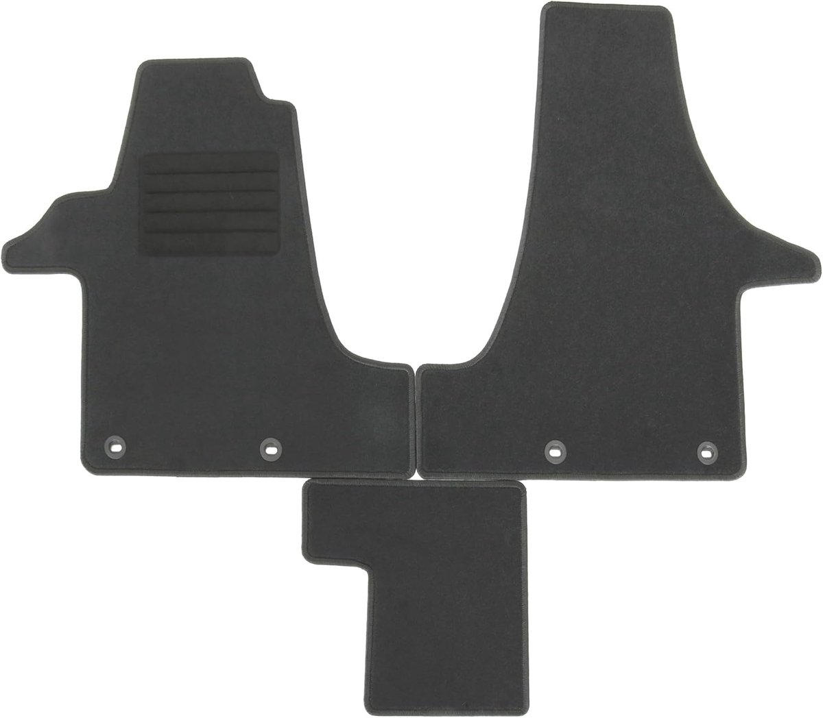 SnelShoppen - Velours Vloermatten Set Zwart voor VW T5 Multivan en Caravelle, 3-delig, met Hakbeschermer, Perfecte Pasvorm