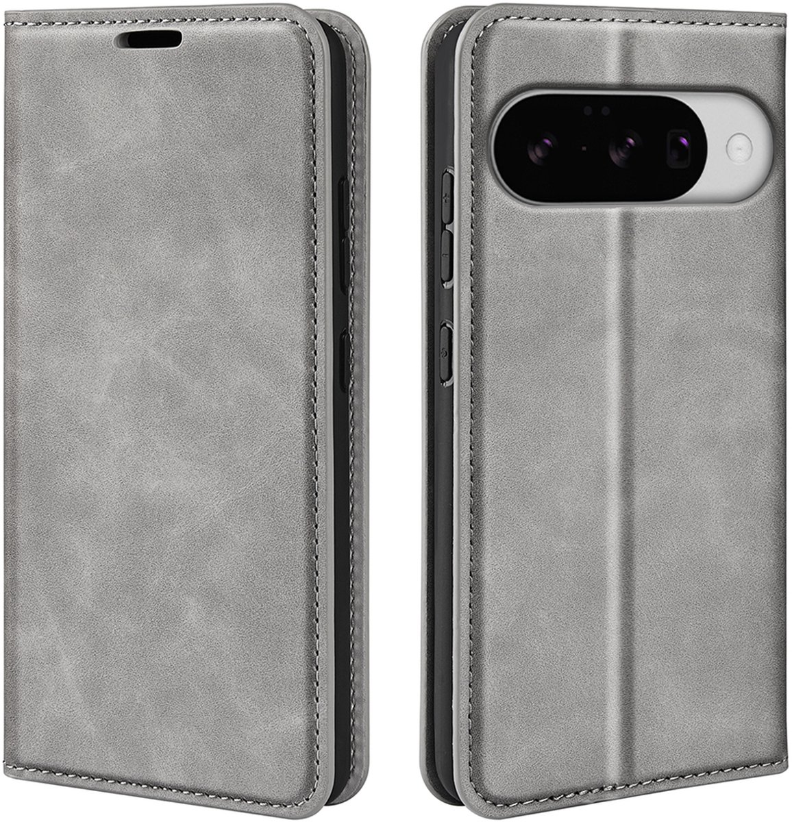 MobyDefend Hoesje - Geschikt voor Google Pixel 11 - Luxe Wallet Bookcase (Magnetische Sluiting) - Grijs