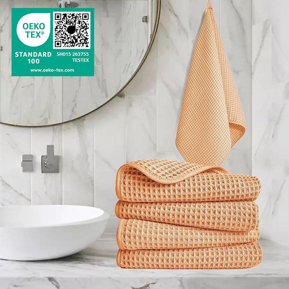 Handdoek microfiber wafel quick dry 40.6x76.2cm - 430 GSM - zacht en licht - snel drogen - SnelShoppen