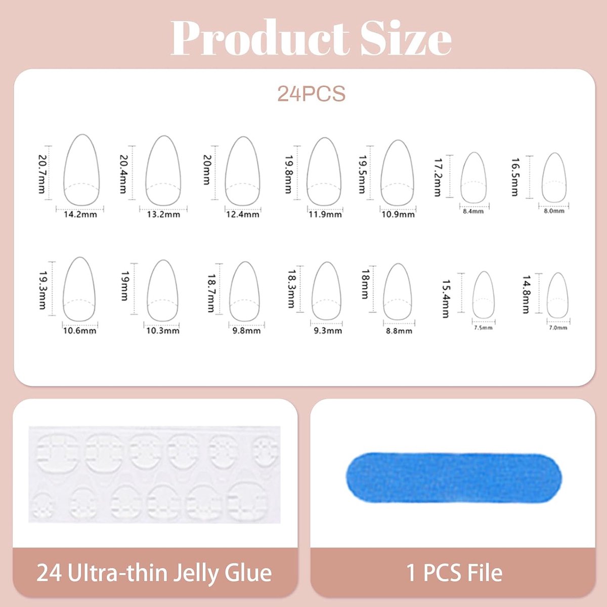 Neppolen 24pcs Franse Tips - Geel Medium Amandel - 3D Schelpenlijnen - Herbruikbare Acryl Nagels - SnelShoppen