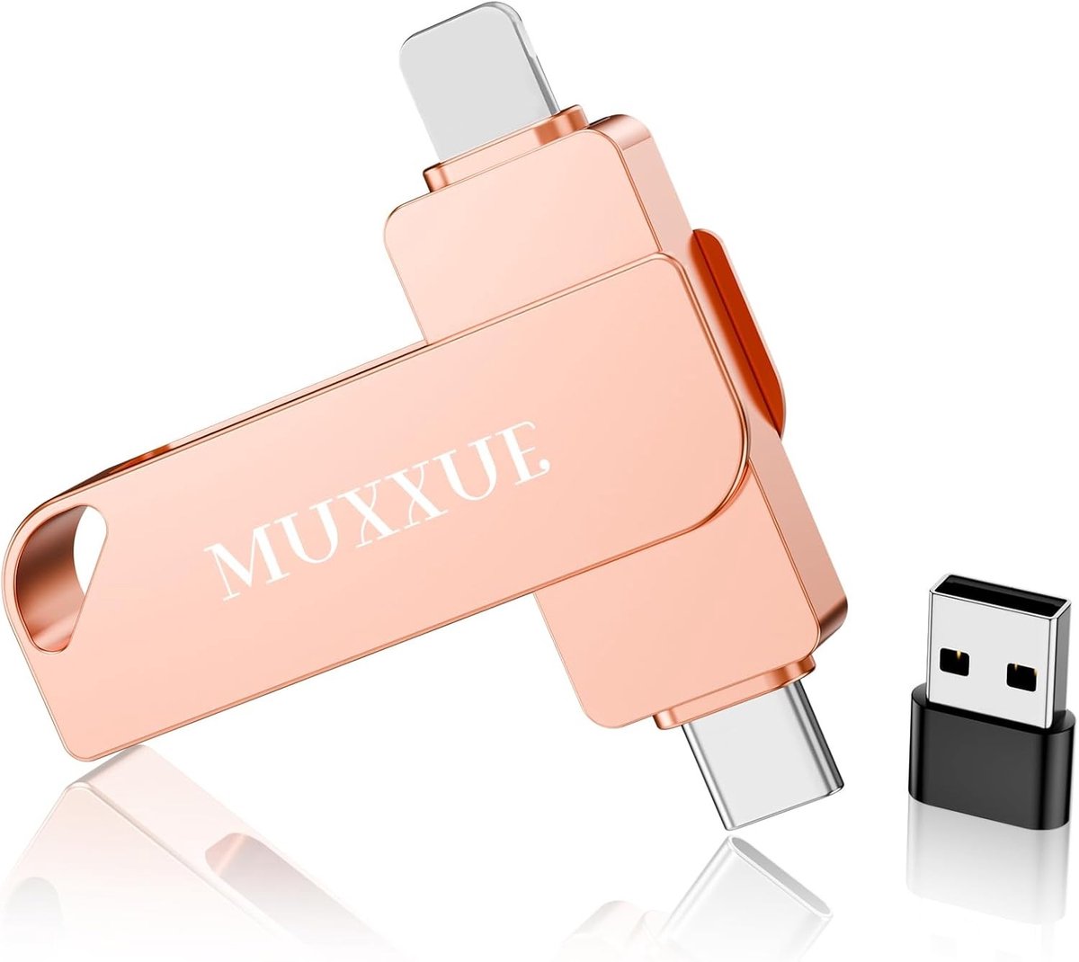 USB-stick 3-in-1 voor Telefoon - Metaal - Voor iPhone, Android en PC - Extern Geheugen voor Foto- en Gegevensback-up