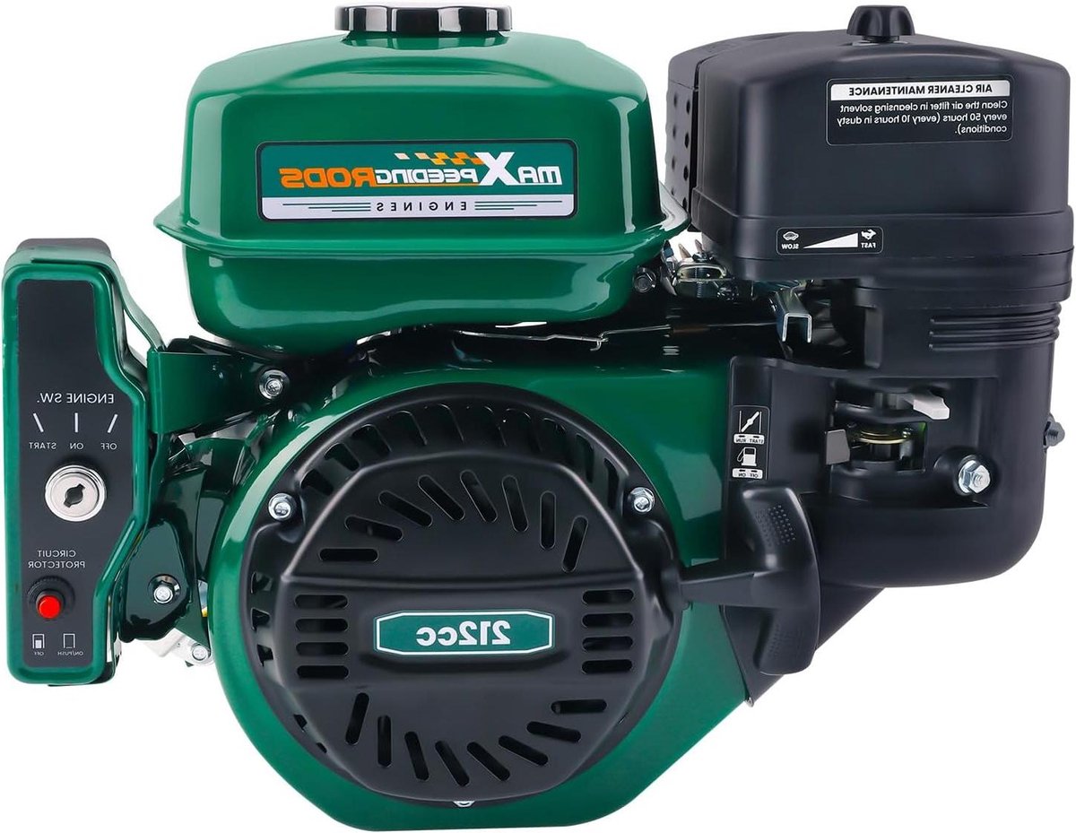 Benzinemotor 4-takt - Staande motor Kartmotor - Gereedschap Aandrijven - Elektrische start - 212 cc - Groen
