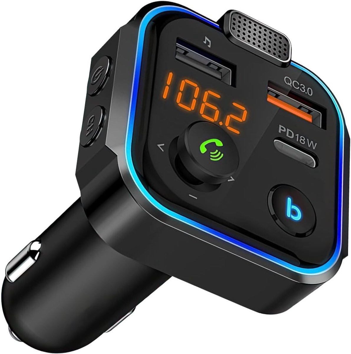 Bluetooth FM-zender voor auto - Zwart - Draadloos met Snel Opladen - Voor Smartphones en Tablets