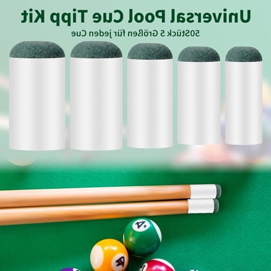 50 Stuks Slip On Billiard Cue Tips in 5 Maten, Geschikt voor Snooker en Pool, Eenvoudig te Gebruiken zonder Lijm — afbeelding 3
